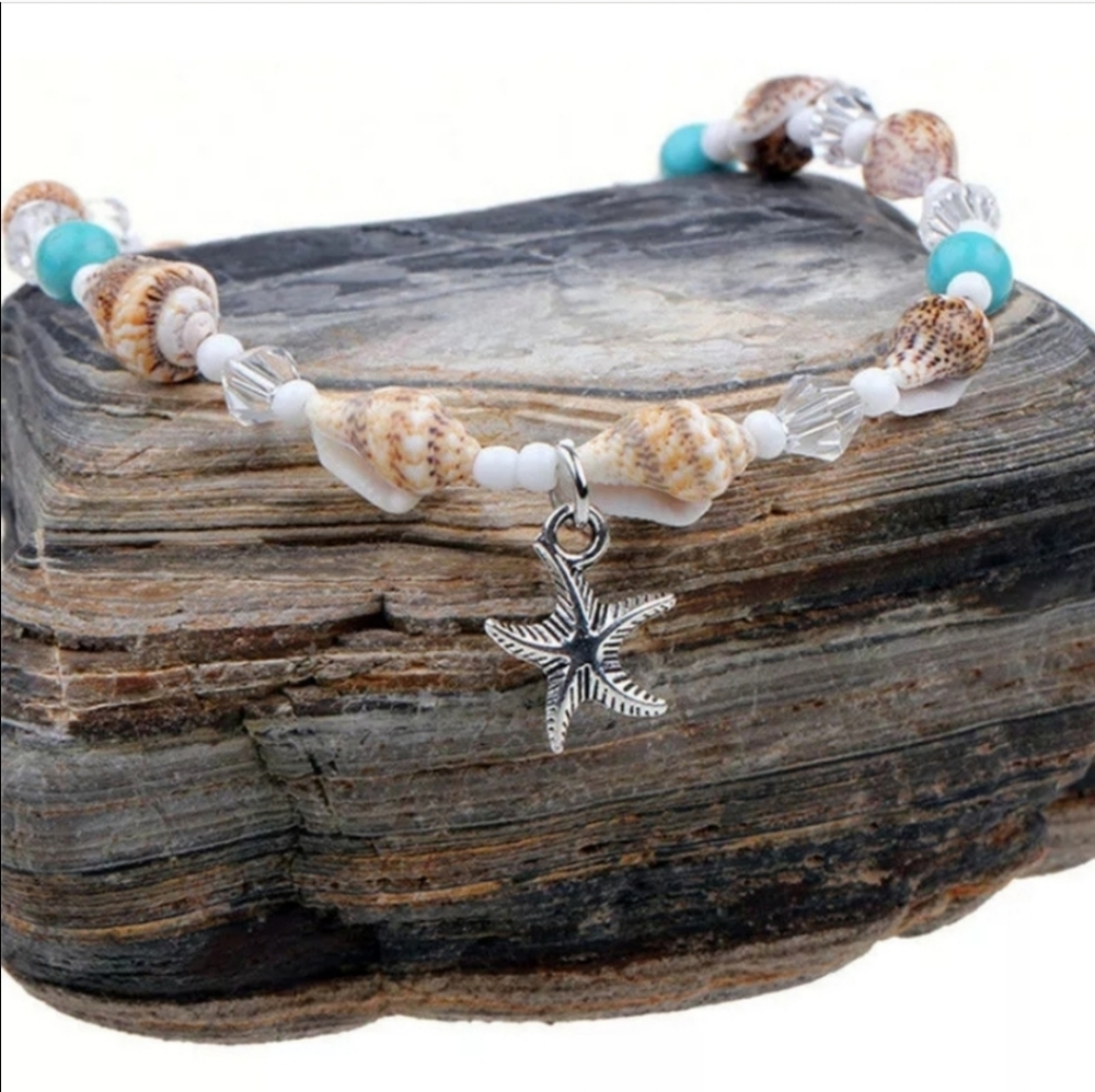 🐚New Starfish Shell Beach Ankle Bracelet - Picture 4 of 8